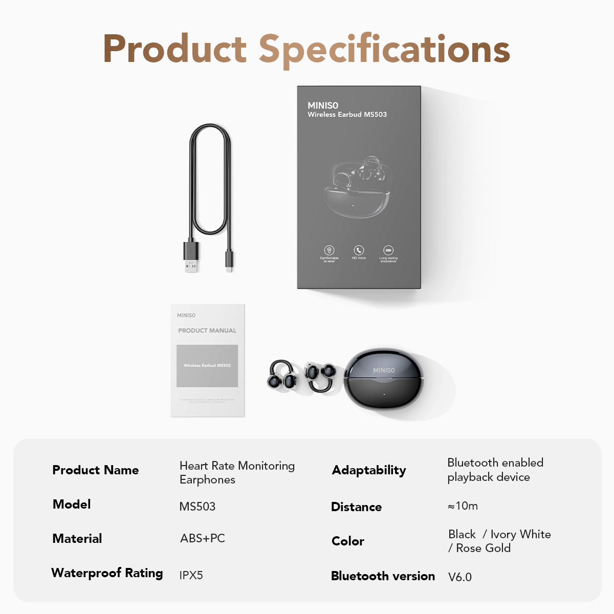 MINISO MS503 Heart Rate Bluetooth Headphones