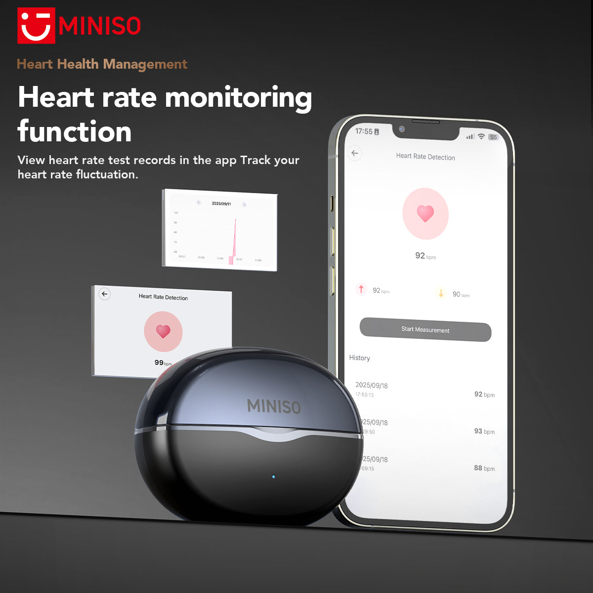MINISO MS503 Heart Rate Bluetooth Headphones