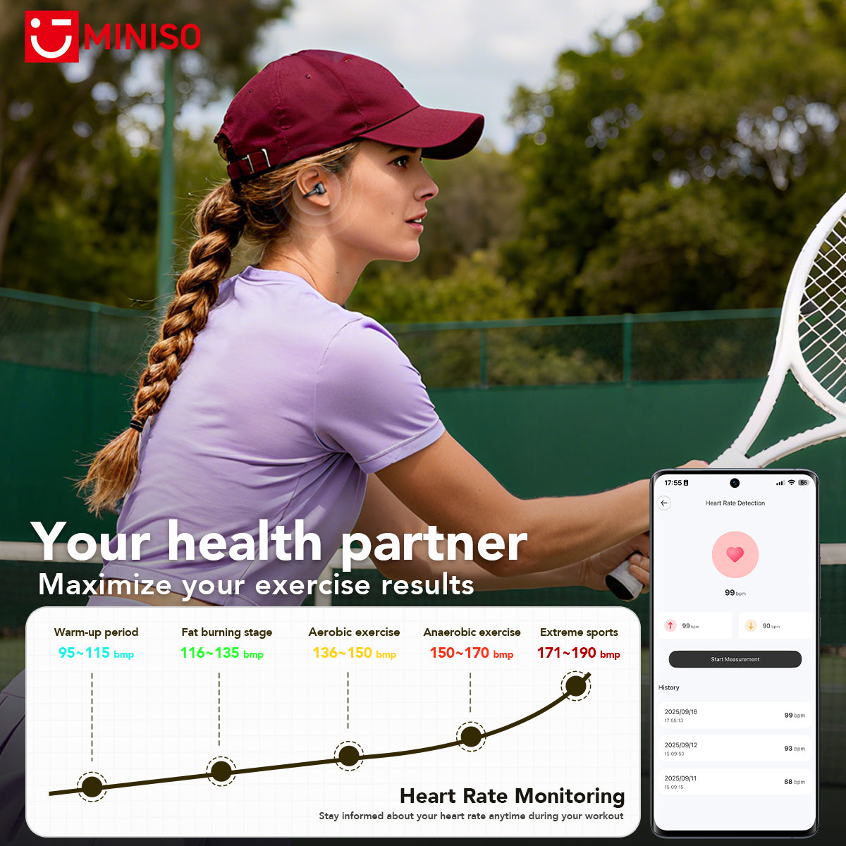 MINISO MS503 Heart Rate Bluetooth Headphones