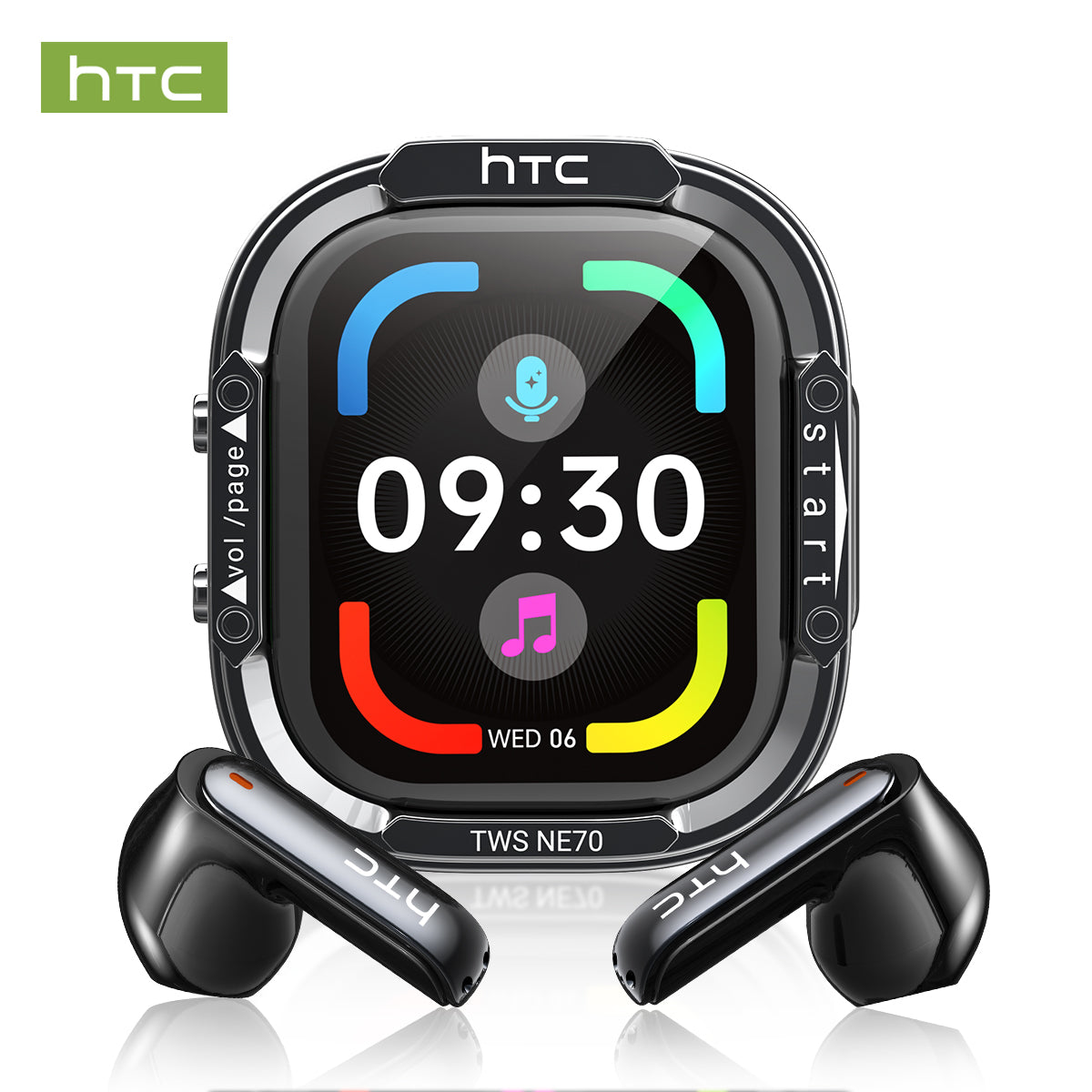 Black HTC NE70 Wireless Earphones with Smart Touchscreen Case