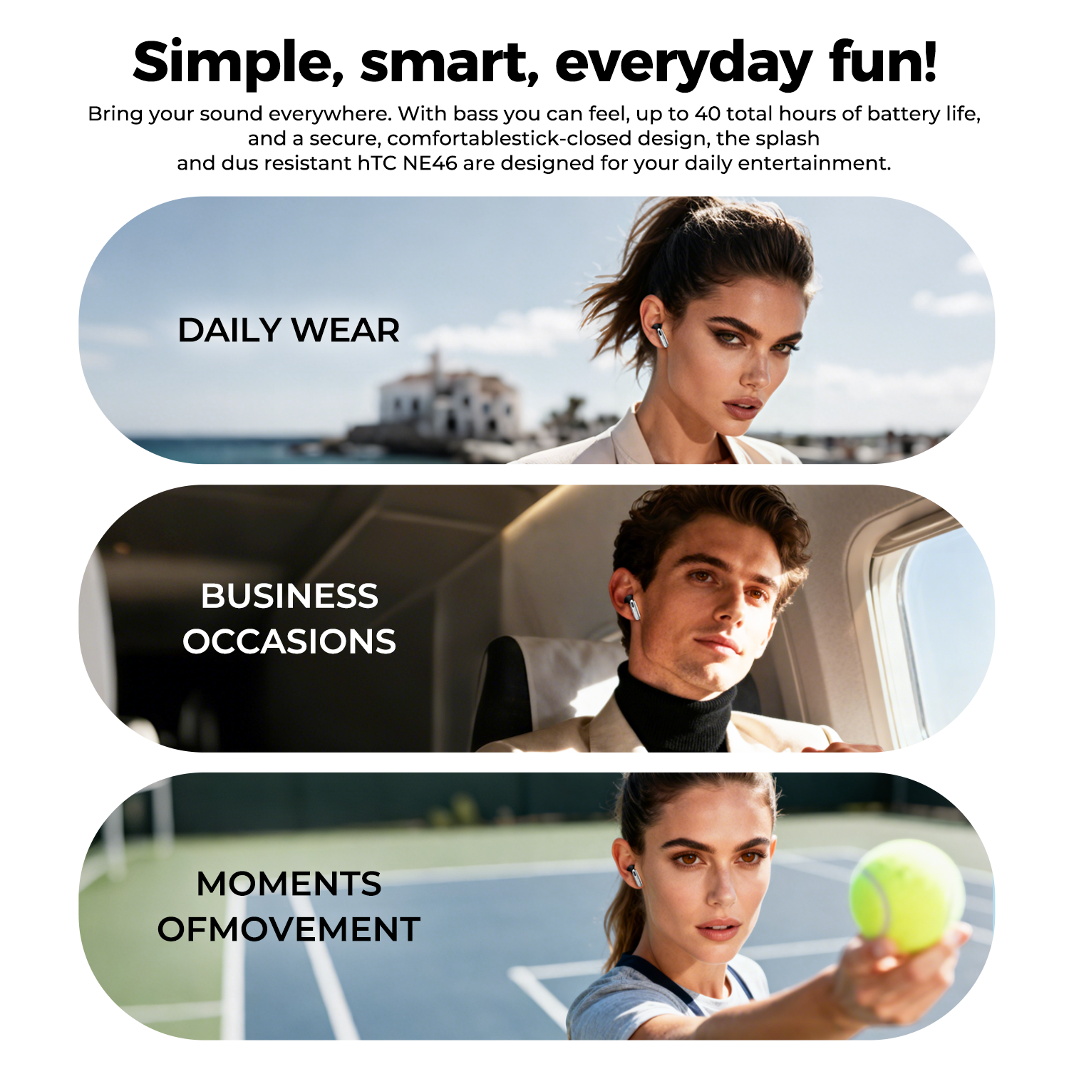 HTC NE46 + HTC NE48 AI Translation Earbud Set