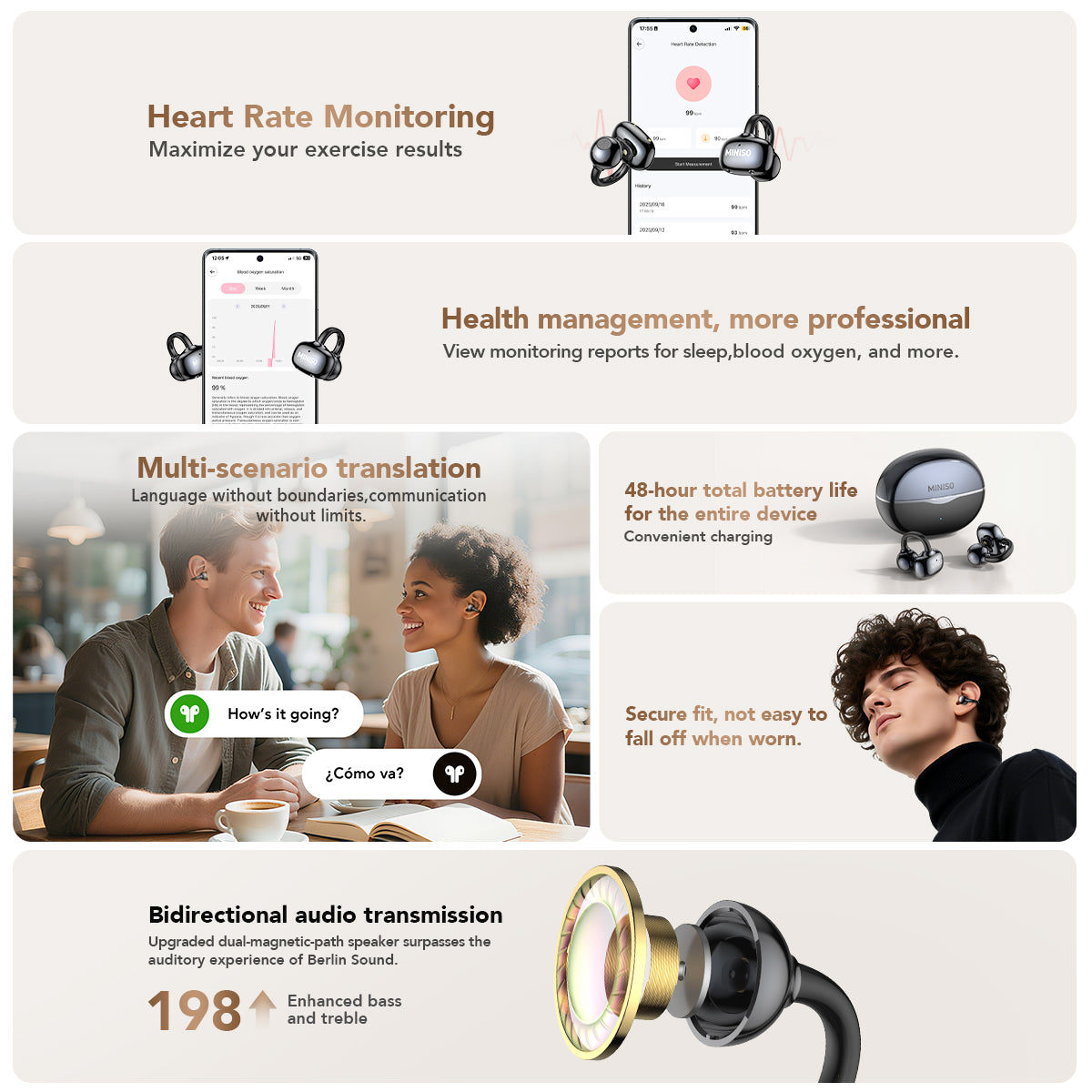 MINISO MS503 Heart Rate Bluetooth Headphones