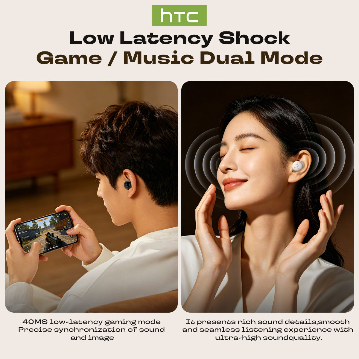 HTC NE92 Ultra-Light Bluetooth 6.0 Sleep Earbuds