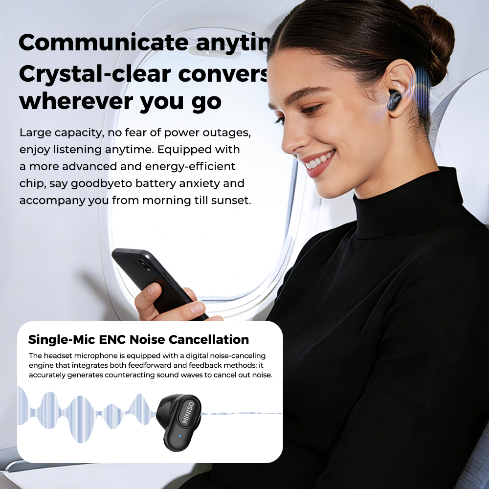 MINISO MS126 Bluetooth 6.0 Wireless Earbuds With LED Display