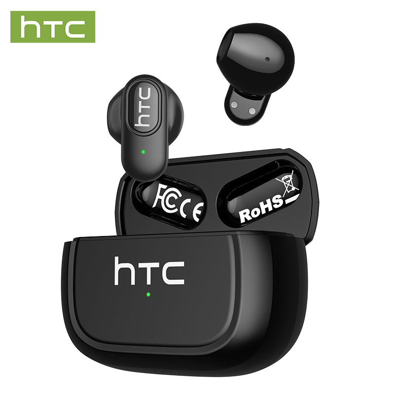 HTC NE51 wireless Bluetooth earbuds in black with AI translation and 360° Hi-Fi sound