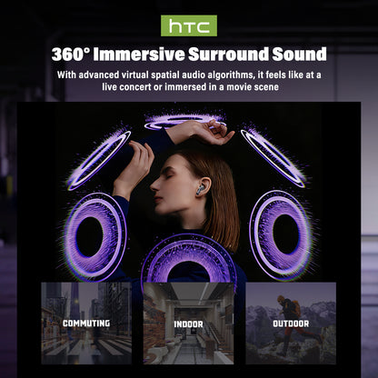 HTC NE70 Wireless Earphones 360° Immersive Surround Sound Performance