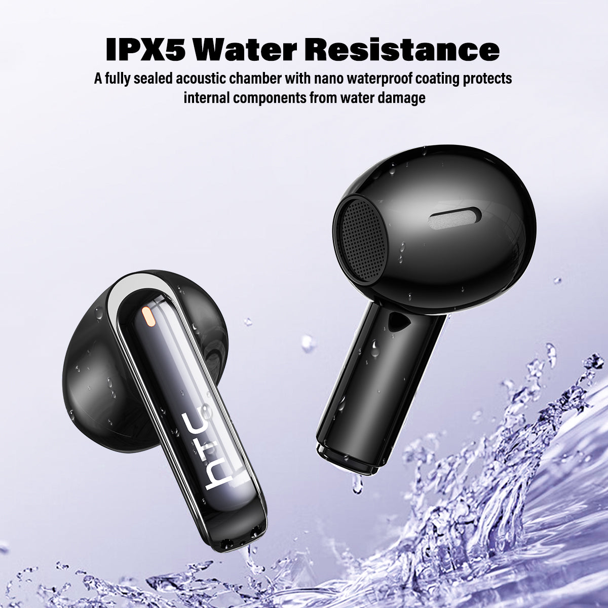 HTC NE70 Wireless Earphones with IPX5 Water Resistance, nano waterproof coating and fully sealed acoustic chamber