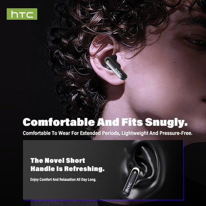 HTC NE70 Wireless Earphones lightweight snug fit design, pressure-free comfortable all-day wearing with novel short handle