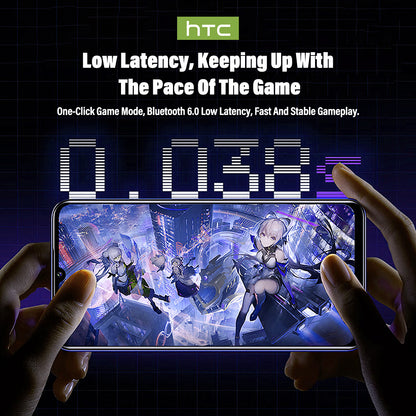 HTC NE70 Wireless Earphones with One-Click Game Mode, Bluetooth 6.0 low latency for smooth stable gaming gameplay
