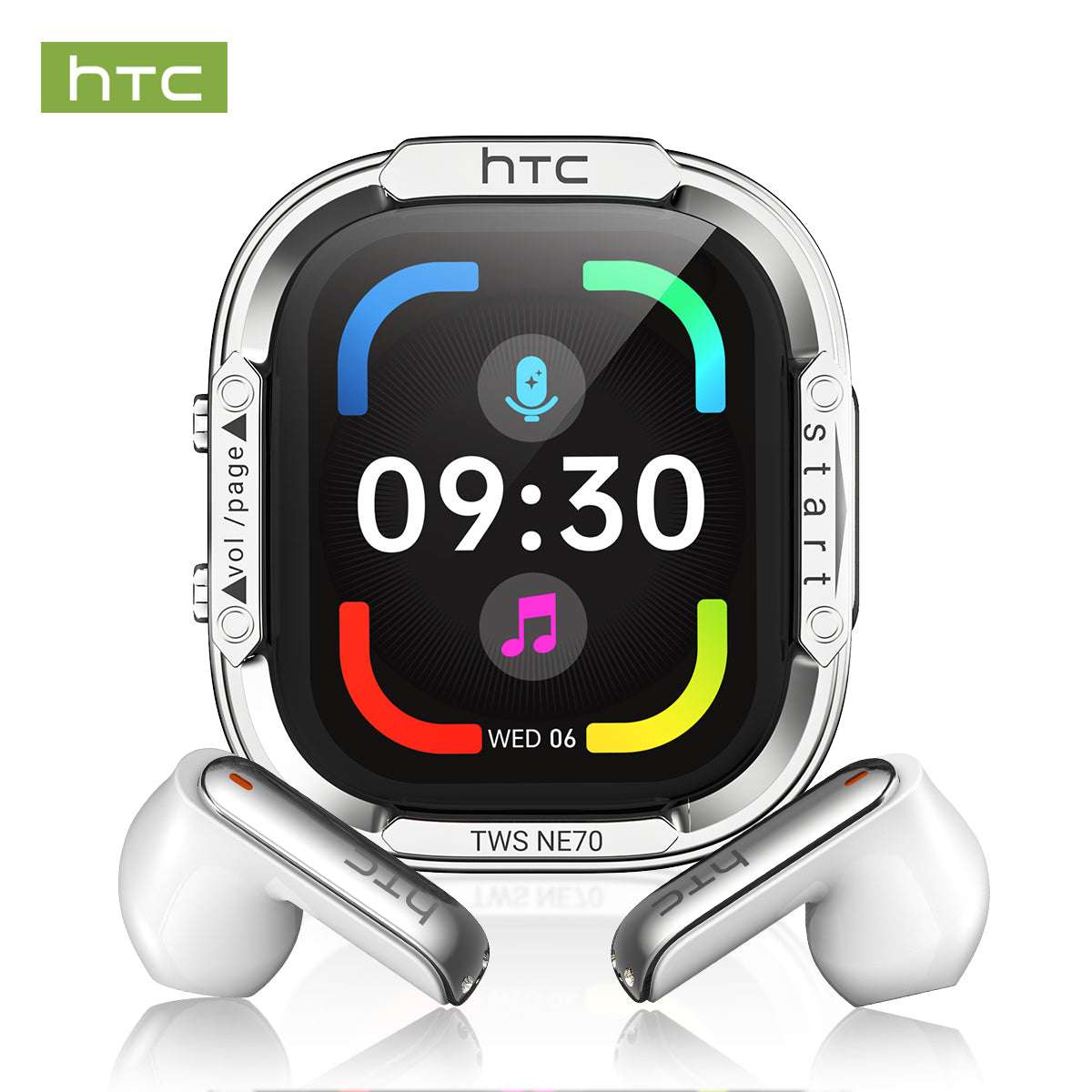 White HTC NE70 Wireless Earphones with Smart Touchscreen Case