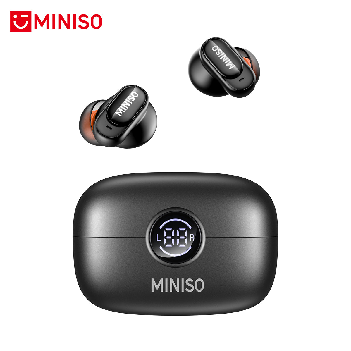 MINISO MS105 AI Translation Earbuds in Black with Real-Time Translation and 360° Surround Sound