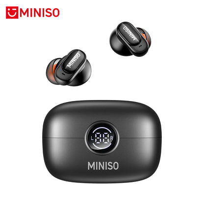 MINISO MS105 AI Translation Earbuds in Black with Real-Time Translation and 360° Surround Sound