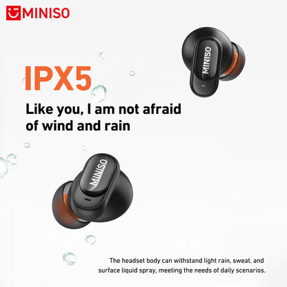 MINISO MS105 AI Translation Earbuds with IPX5 Waterproof Protection for Rain and Sweat Resistance