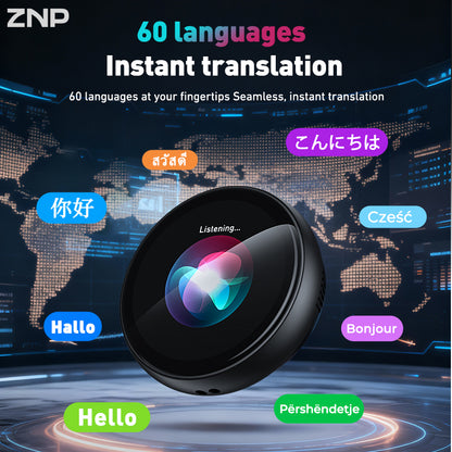 ZNP Z01 AI translator device with real-time translation across 60 languages for multilingual communication